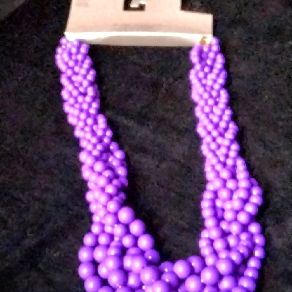 Purple blue and green costume necklace